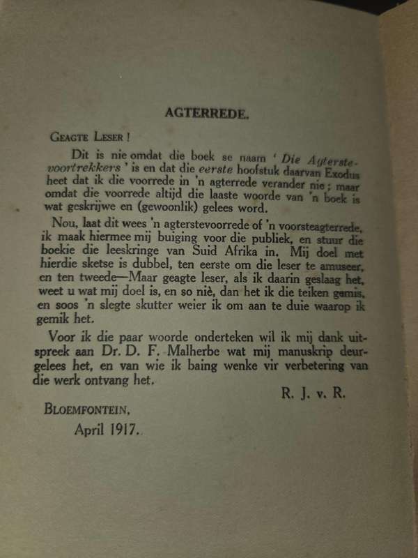 Die Agtersevoortrekkers - Reenen J van Reenen - 1917