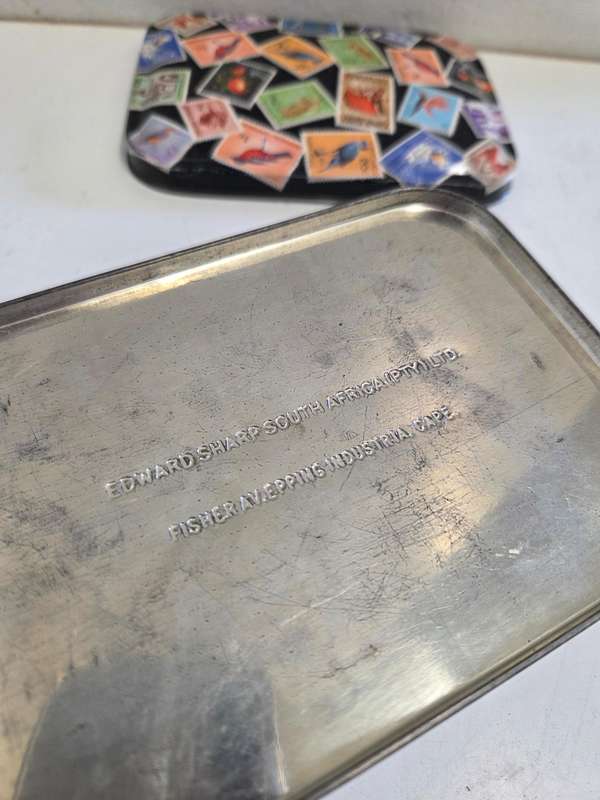 Vintage Edward Sharp Tin with Stamps detail - 14cm x 10cm