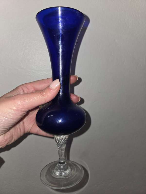Beautiful Vintage Glass Vase - Blue - Height - 23cm