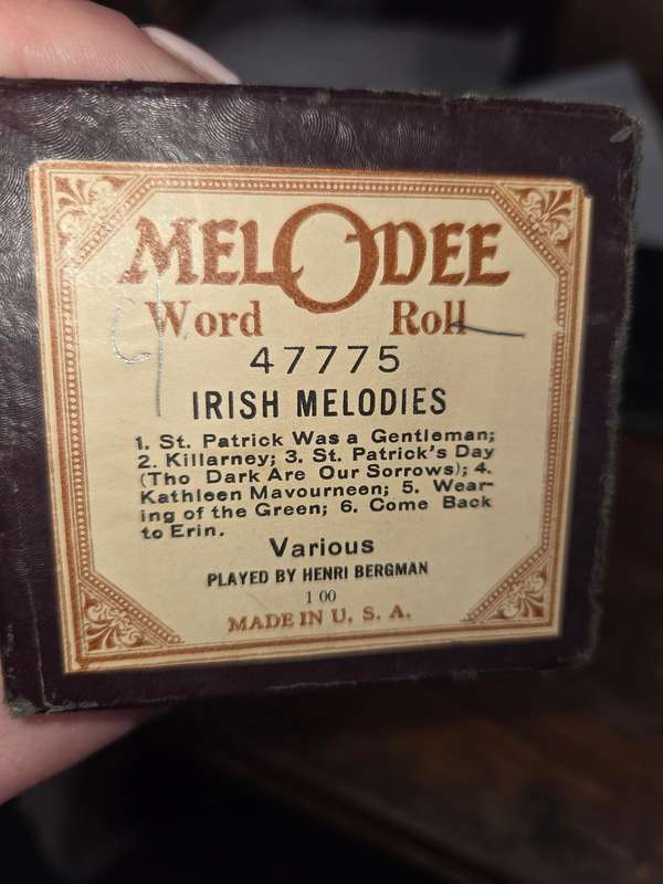 Vintage Melodee Word Roll piano music roll Irish Melodies - Made in USA