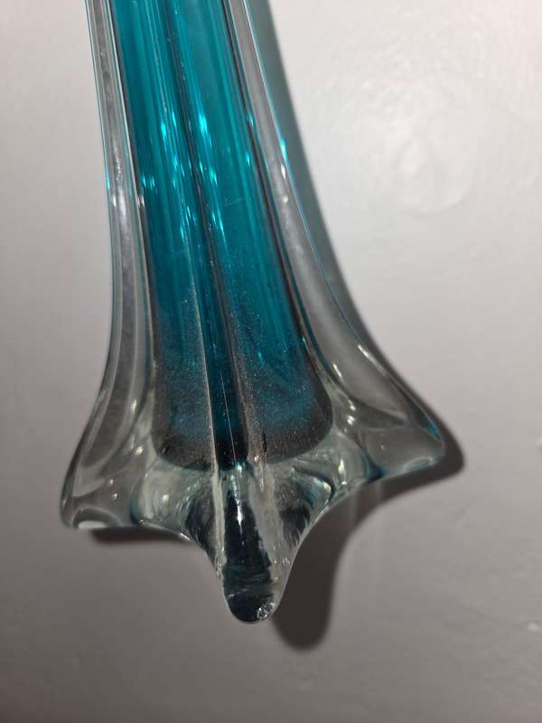 Vintage Tall Turqouise Glass Vase - 40cm - Perfect condition