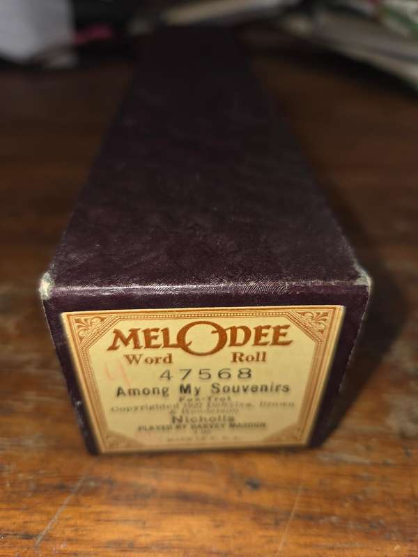 Vintage Melodee Word Roll piano music roll - Among My Souvenirs - Fox-Trot - Made in USA