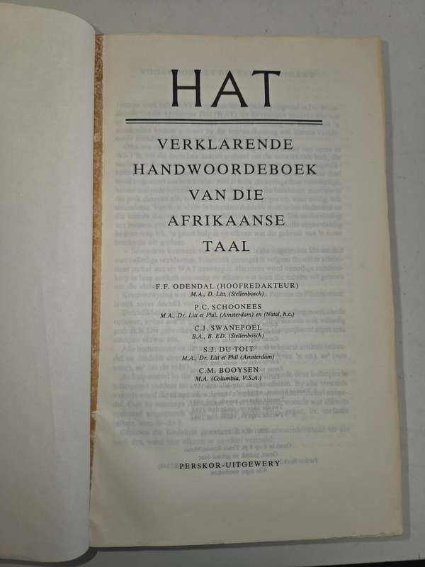 HAT Verklarende Handwoordeboek van die Afrikaanse Taal