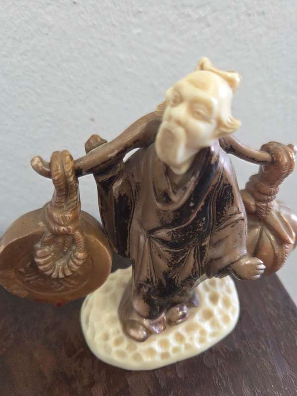 Vintage Chinese Shiwan Fisherman Figurine