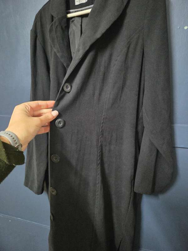 Miladys Long Black Coat - Size 38