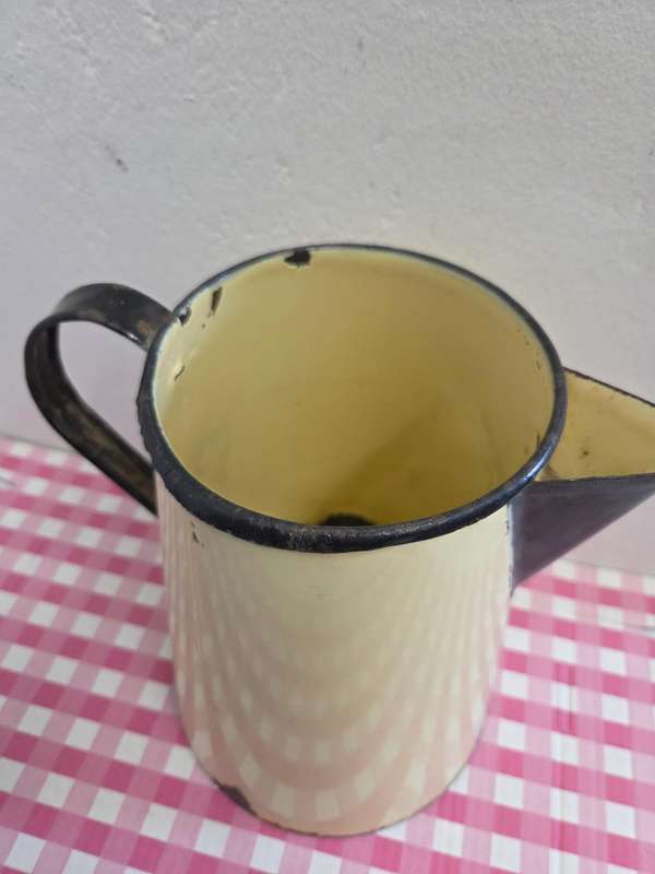 Beautiful Large Vintage Enamel Jug Perfect for flowers or decor - Lots of character Height - 25cm