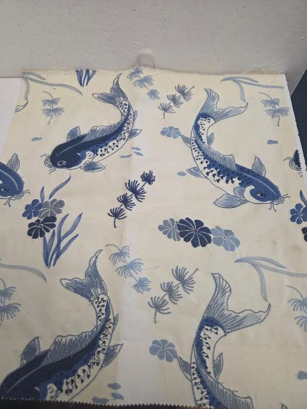 3 Pieces of fabric with fish detail - Perfect for your next project - 45cm x 42cm each
