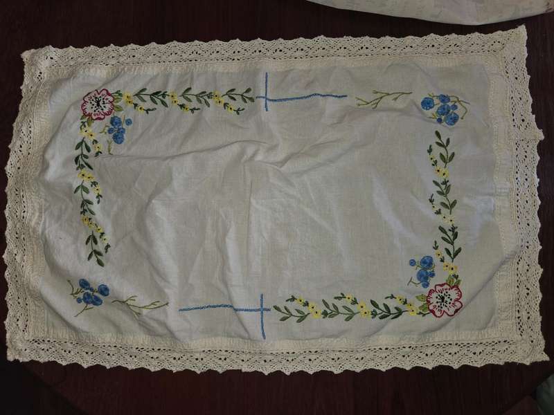 Vintage Embroidered Doily - Size - 75cm x 47cm