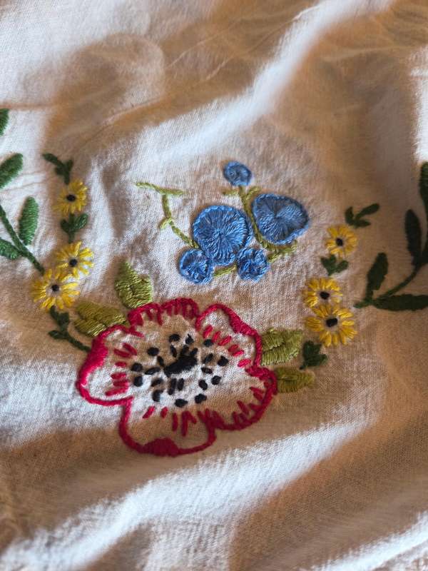 Vintage Embroidered Doily - Size - 75cm x 47cm
