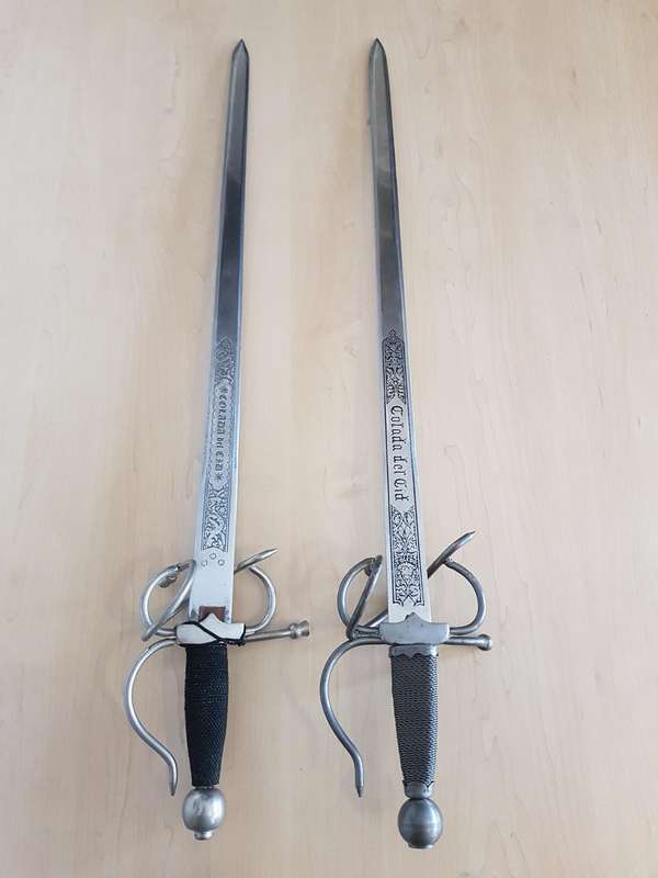 Pair of Colada Del Cid Swords from Toledo Spain