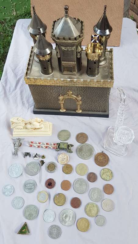 Job Lot of Miniature Ornaments Coins Tokens and Pins