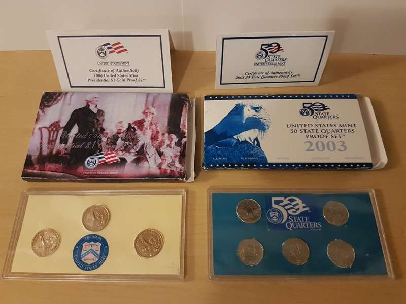 US Mint Presidential $1 Coin Proof Set (Kennedy / Nixon) Plus 2003 50-State Quarters Proof Set