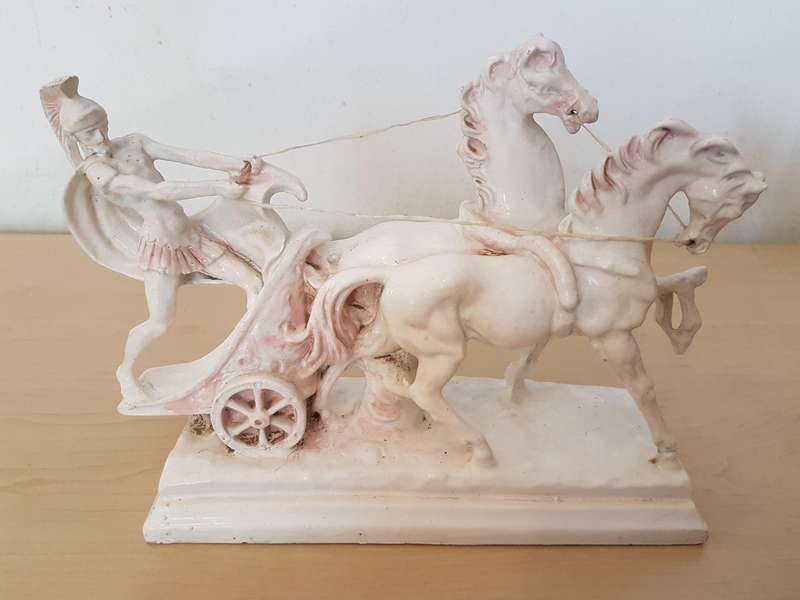 3 x Vintage Roman Chariot Sculptures (bid for all)