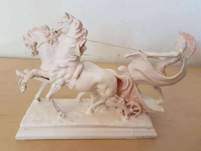 3 x Vintage Roman Chariot Sculptures (bid for all)