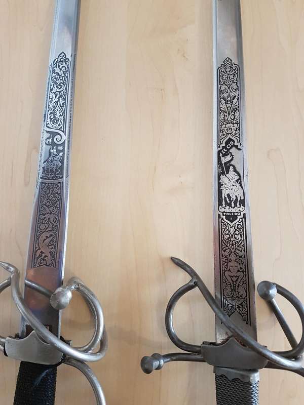 Pair of Colada Del Cid Swords from Toledo Spain