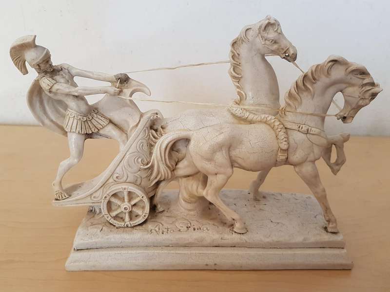 3 x Vintage Roman Chariot Sculptures (bid for all)