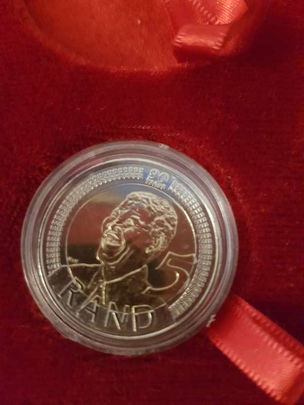 5 x SA Reserve Bank 100 year anniversary and Mandela 2008 R5 coins