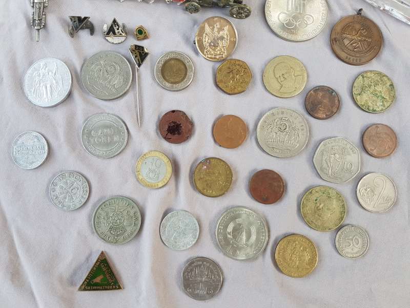 Job Lot of Miniature Ornaments Coins Tokens and Pins