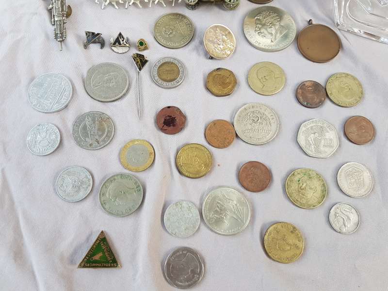 Job Lot of Miniature Ornaments Coins Tokens and Pins