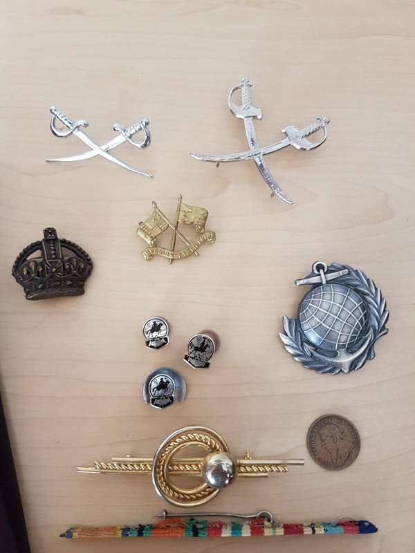 Rapportryers Ties and Pins Plus Variety of Army Ribbon Bars and Badges