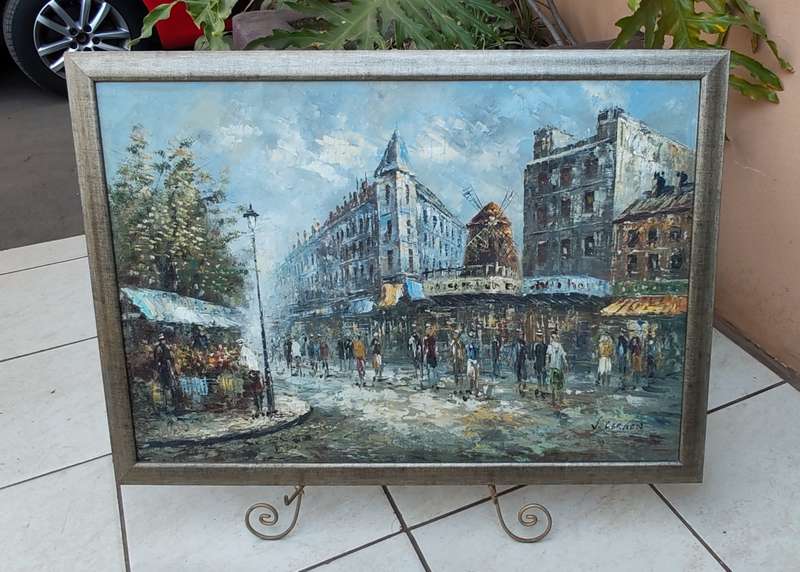 Awesome 20th century Parisian Street scene Oil Painting by V.Bergen