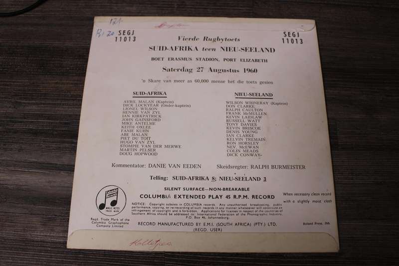 Rare 4de Rugbytoets  SA vs New Zeeland broadcast 1960 Signed by "Kolletjies & Strydom" with article!