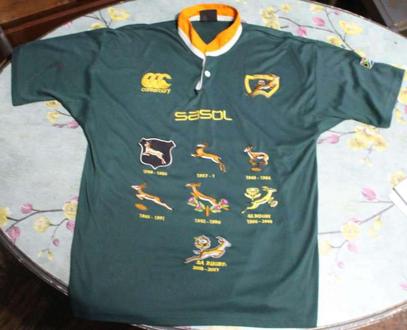 VERY RARE!!! Collectable 1906 - 2007 Embroidered Springbok Rugby Shirt. Size L