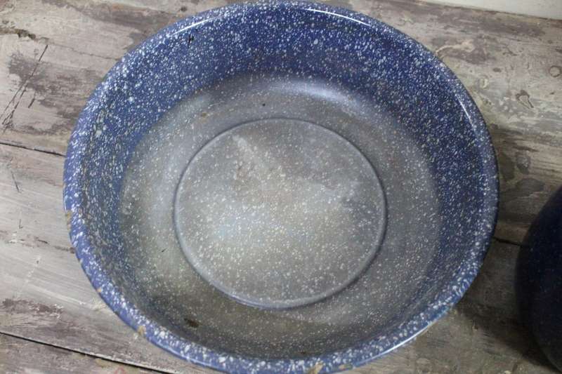Beautiful Blue Enamel Jug & Basin.