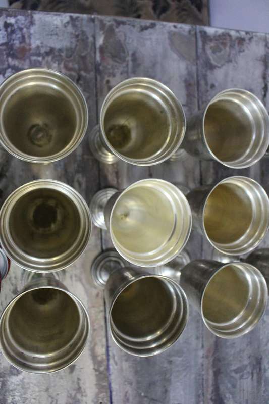 13 Vintage Silver Wine Glasses. All for one price!