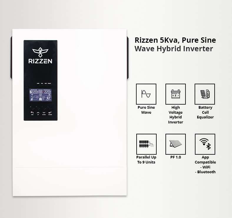 Rizzen 5kVa Hybrid Inverter & 5.12kWh LiFePo4 Battery Combo