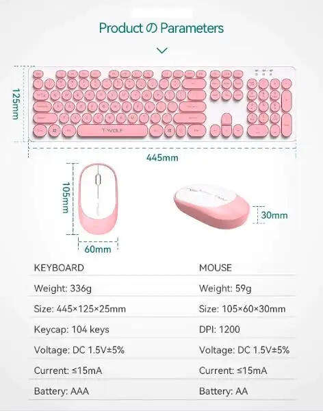 Andowl TF770 Wireless Keyboard & Mouse Set