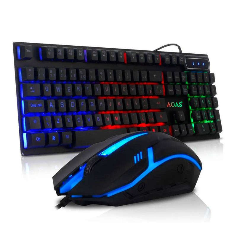 AOAS M-300 Illuminated RGB LED Keyboard & Mouse Set