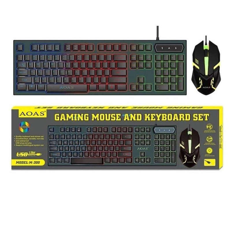 AOAS M-300 Illuminated RGB LED Keyboard & Mouse Set