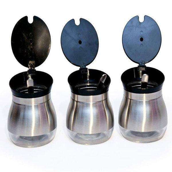 Set of 3 Condiments Jars - Silver