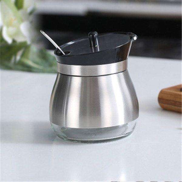 Set of 3 Condiments Jars - Silver