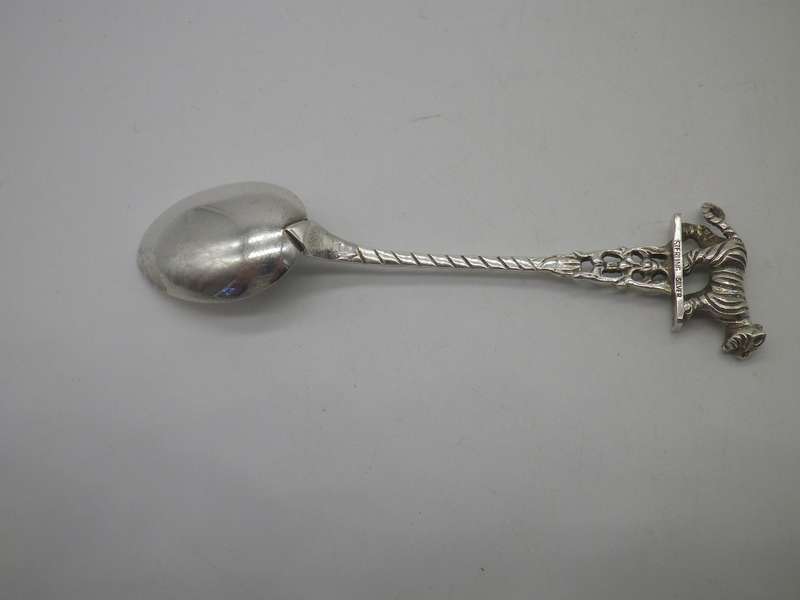 Sterling Silver TIGER FIGURAL teaspoon. Malaysia. 10.06 grams. 10cm long
