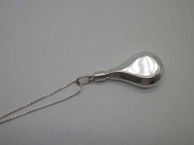 STERLING SILVER PERFUME BOTTLE NECKLACE. RARE!
