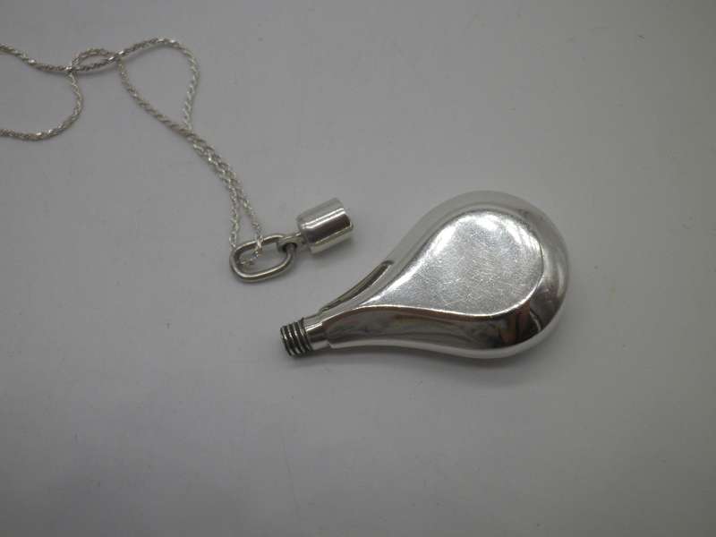 STERLING SILVER PERFUME BOTTLE NECKLACE. RARE!