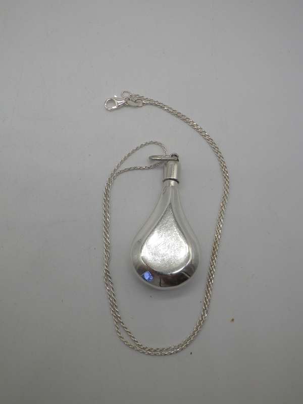 STERLING SILVER PERFUME BOTTLE NECKLACE. RARE!