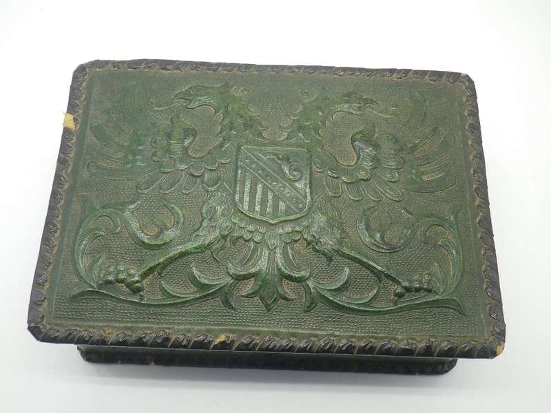 Vintage Spanish Leather clad wooden Cueros Repujados Cigarette box