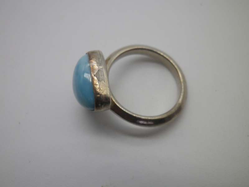 Small LARIMAR & Sterling silver Vintage Ring. 3.92g Size: H