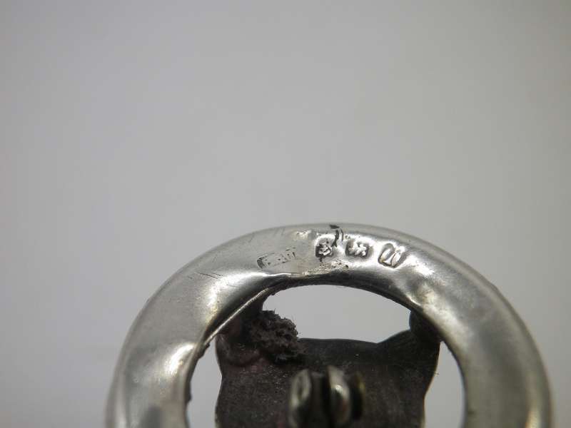 Edwardian 1910 Hallmarked silver FOX hat pin. Birmingham, Pearce & Thompson. Steel pin 12cm