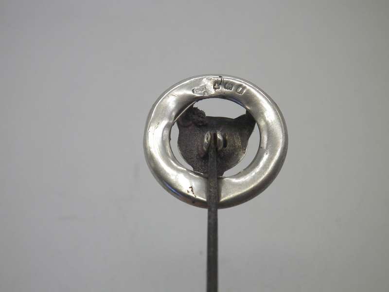 Edwardian 1910 Hallmarked silver FOX hat pin. Birmingham, Pearce & Thompson. Steel pin 12cm