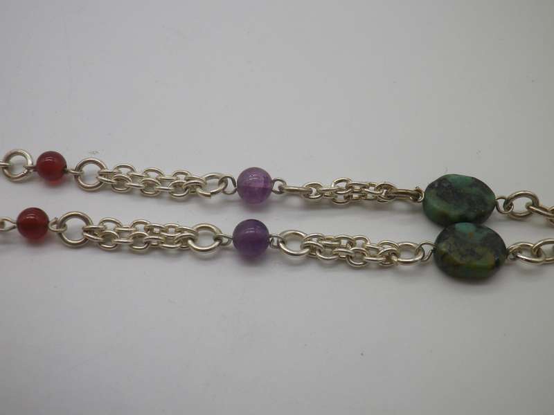 Egyptian Silver, Copper Brass & semi precious stones Designer Necklace.