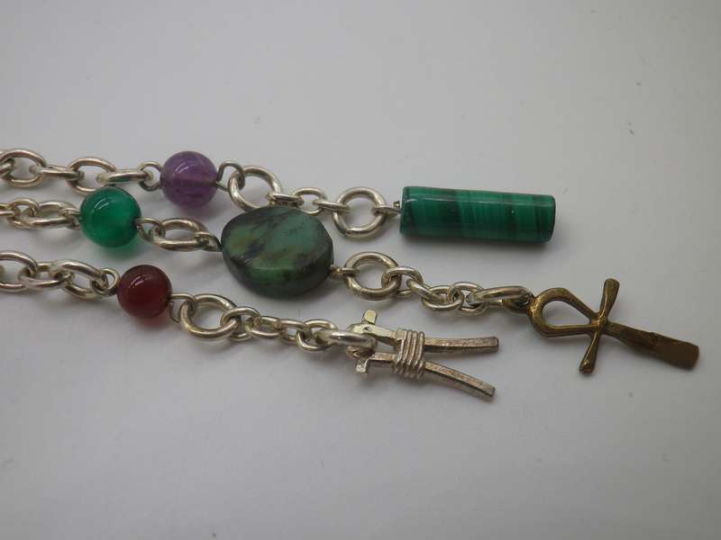 Egyptian Silver, Copper Brass & semi precious stones Designer Necklace.