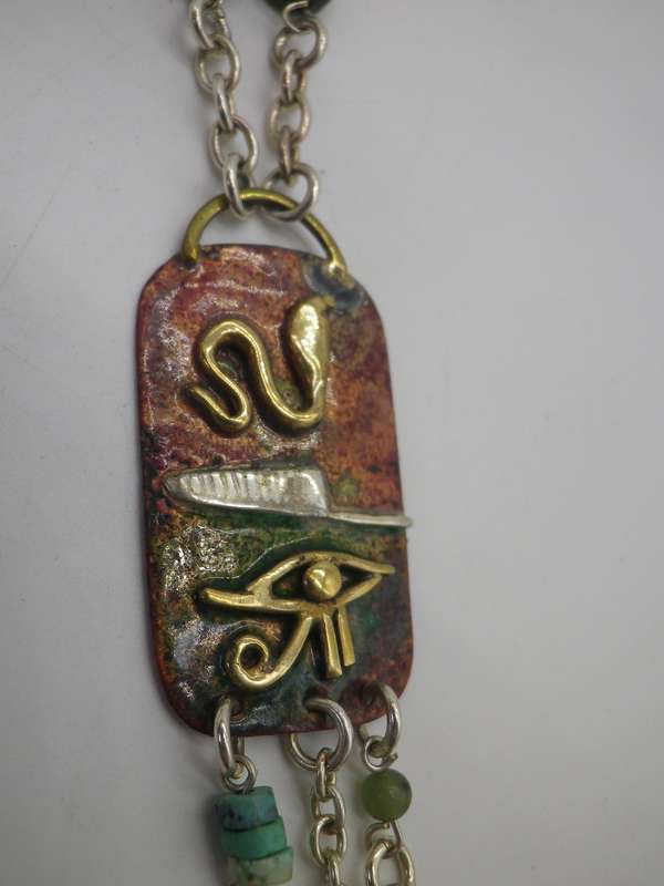 Egyptian Silver, Copper Brass & semi precious stones Designer Necklace.