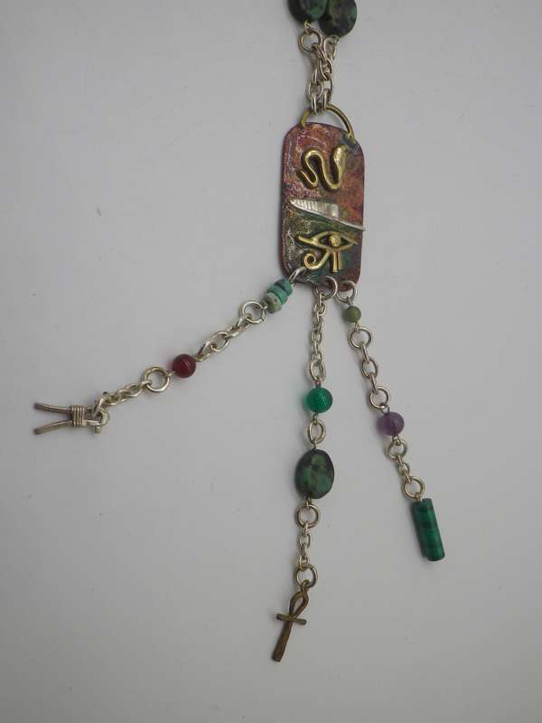 Egyptian Silver, Copper Brass & semi precious stones Designer Necklace.