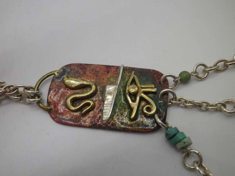 Egyptian Silver, Copper Brass & semi precious stones Designer Necklace.
