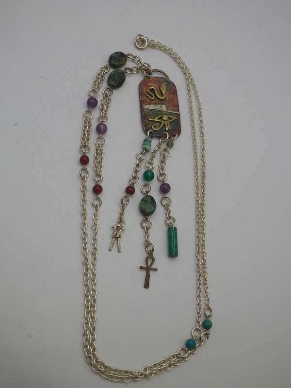 Egyptian Silver, Copper Brass & semi precious stones Designer Necklace.