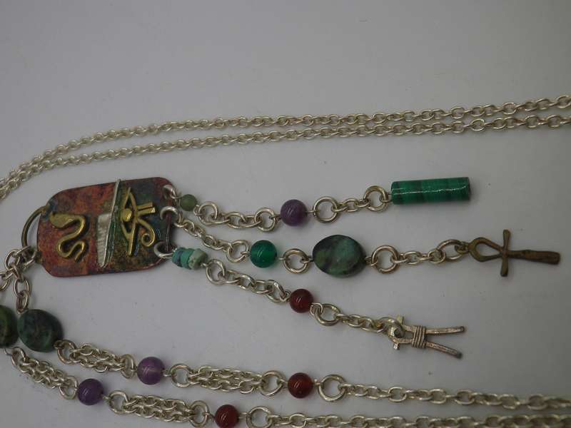 Egyptian Silver, Copper Brass & semi precious stones Designer Necklace.